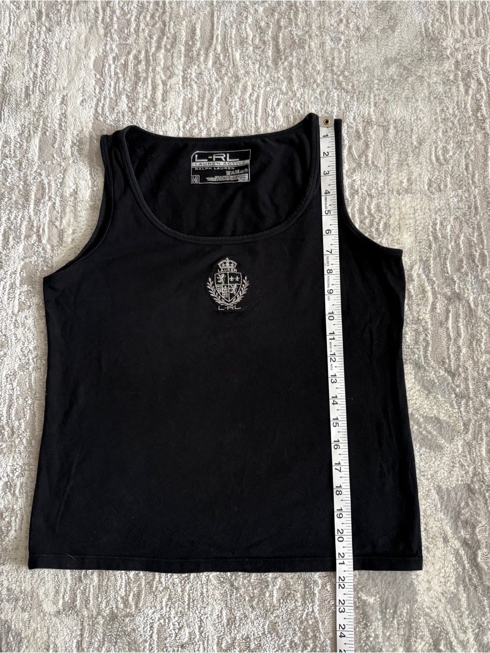 Ralph Lauren LRL Active Black Crest Tank Crop T-shirt Size M Activewear Luxe LRL - Picture 5 of 6